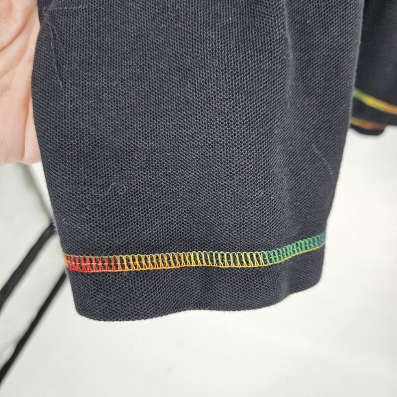 Coogi Shirt Mens 4XL Black Australia Embroidered Long Sleeve Polo Colorful Trim - Picture 11 of 13